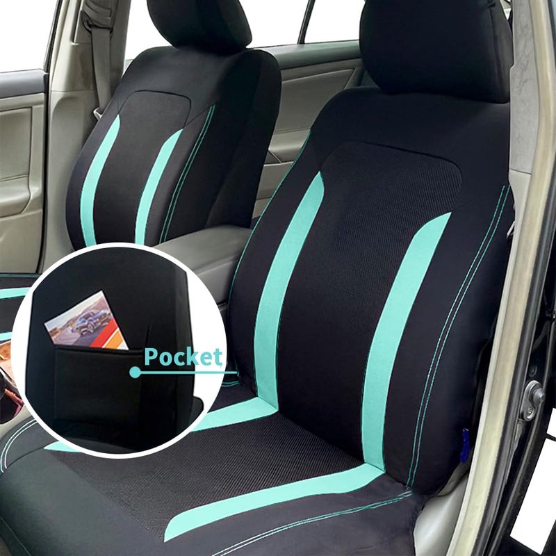 carleef 4PCS Cooling Car Seat Covers Breathable Front Seat Covers with Mesh Construction and Foam Padding Car Seat Protector to Reduce Back Sweating Universal Car Interior for Car SUV (Mint) - Image 5